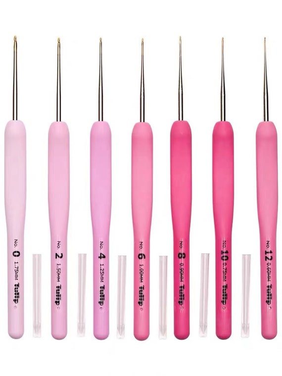 Pink 0.4mm-1.75mm Japan TULIP ETIMO Aluminium Crochet Hook Needles