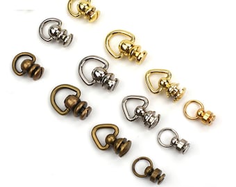 D-Ring O-Ring Dreieck-Ring Geldbörse Kette Stecker Massiv Messing Ball Post Screwback Leder Handwerk Zubehör