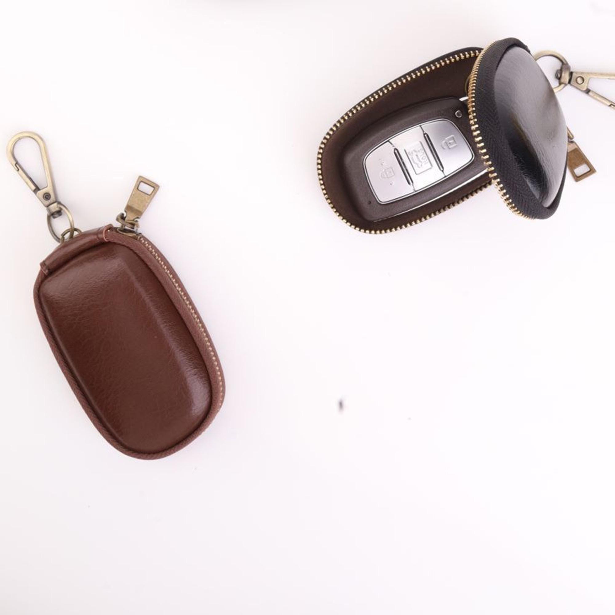 Car Key Case|genuine Leather Car Keys Wallet -men Key Case With Zipper ...