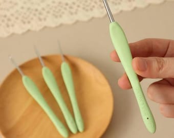 Jin Lan, vert, doux, poignée, résine, crochet, poignée, crochet, 0,6 mm-6,5 mm, ergonomique, crochet, aiguille à tricoter, tricot, fil, cadeau