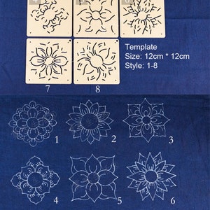 Sashiko plantilla transparente sashiko plantilla de taza de té almohadilla de loto Zen plantilla transparente