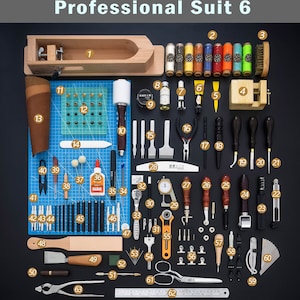 Leather Working Tools Kits Leather Craft Sewing DIY Hand Stitching with Groover Awl Edge Creaser Mat Tools Professional suit 6