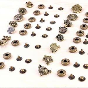 5 Sätze Legierung Druckknopf Druckknopf Nähen Leder Kombiniert Knopf Handwerk für Kleidung Kleidungsstück DIY Antique Bronze Press Stud