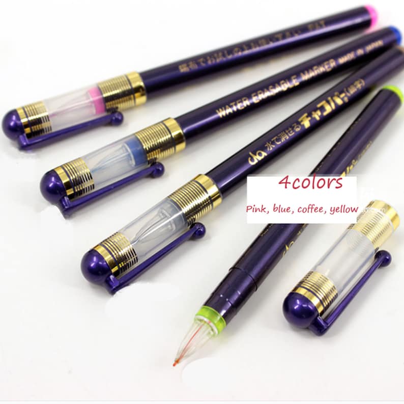 CHA Water Erasable Marking Pen Marking Pen Set of 4 Water Soluble Pens Pattern Transferring Fabric Marker Pen Embroidery Cross Stitch