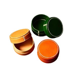 Jewelry Box Handmade Sewn Thickened Cowhide Jewelry Storage Box Leather Box Vegetable Tanned Leather Storage Box Gift
