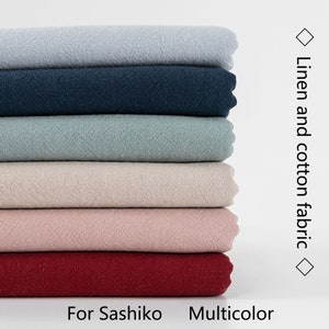 Slub texture linen cotton fabric by the yard or meter , Rustic weave . Linen fabric for bags, aprons, table linen, decor pillows, curtains