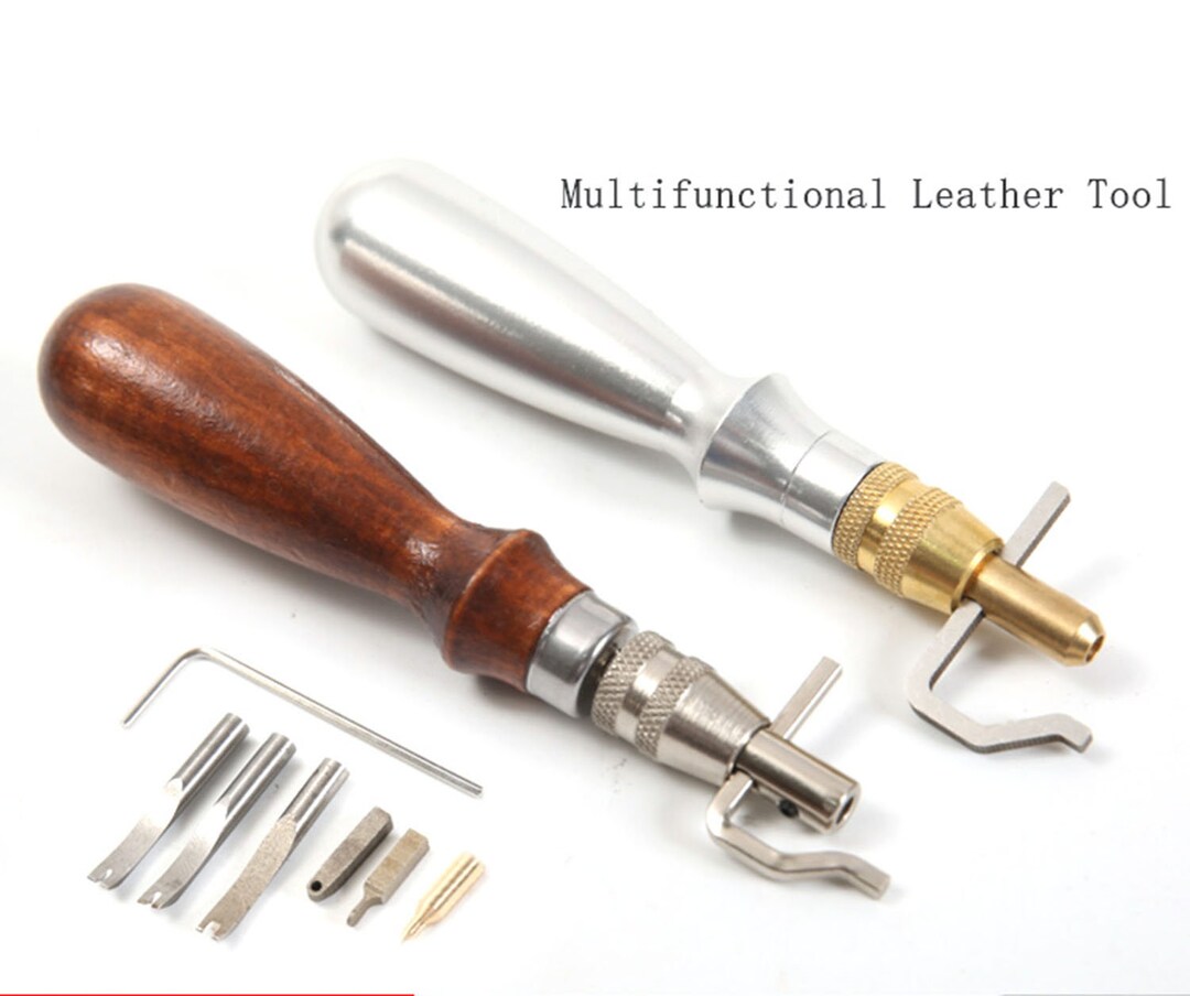 Leather Rope Rounding Tool 5 in 1 DIY Wood Leathercraft Adjustable Pro Leather Stitching Groover ...