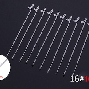 May include: A set of 10 silver-colored metal latch hook needles, each featuring a straight shaft and a hooked end. A circular inset shows a close-up of the hook tip with the text 1.6mm, and the text 16#10 PCS is visible in the bottom right corner.