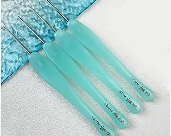 Aguja de crochet ergonómica Jin Lan con mango de resina de 0,1 mm a 4,0 mm, ideal para tejer a crochet.