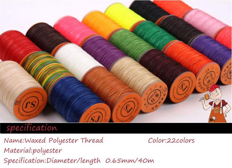 Waxed Thread 0.65mm in 22 Colours/polyester Thread/waxed Etsy
