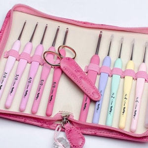 SET OF Tulip ETIMO rose wool and lace crochet hook with cushion grip includ 10 pcs hooks GIft