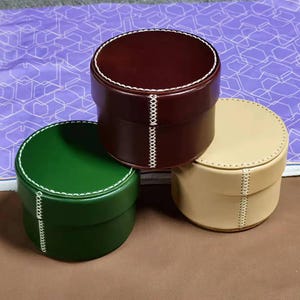 Jewelry Box Handmade Sewn Thickened Cowhide Jewelry Storage Box Leather Box Vegetable Tanned Leather Storage Box Gift