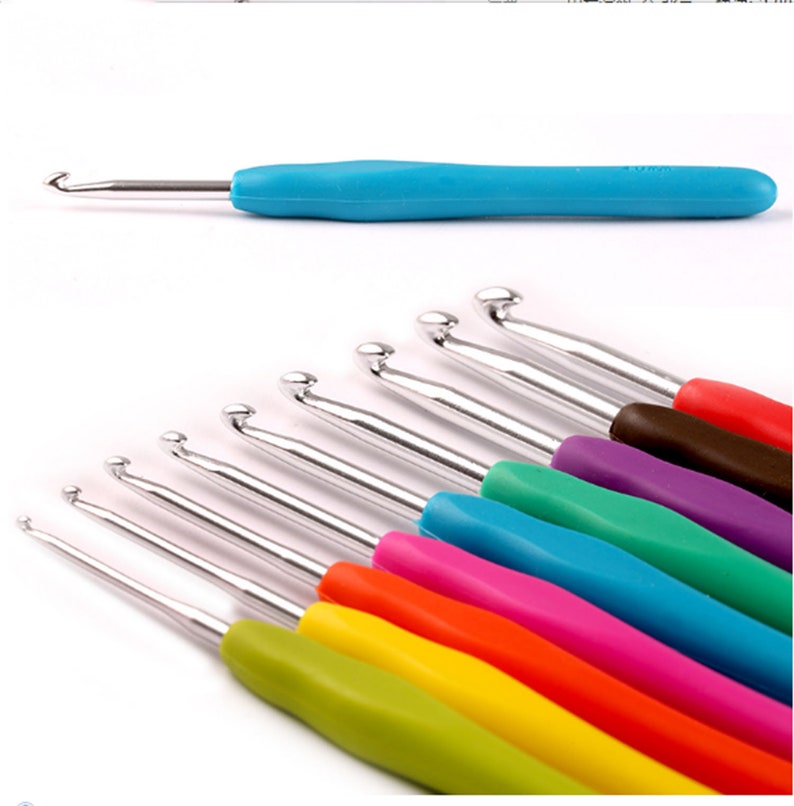 9pcs Aluminium Crochet Hook Needles Resin Handle Knitting Yarn Etsy