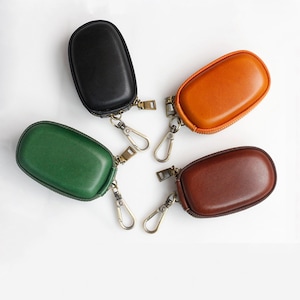 Estuche para llaves de coche/Cartera de cuero genuino para llaves de coche - Estuche para llaves de hombre con cremallera
