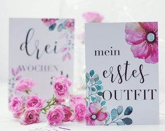 Baby Meilensteinkarten Blumen | flower Baby | Schwangerschaft, Geschenk Schwangerschaft, Geschenkbox, Geschenkidee zur Geburt, floral, boho