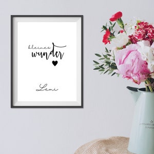 Poster nascita piccolo miracolo, download, A4 personalizzato, annuncio di nascita, poster con nome, compleanno battesimo neonato,
