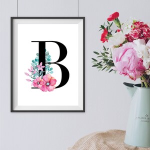Geburtsposter, Bustabenposter, Poster Buchstabe | Blumen A4, floral