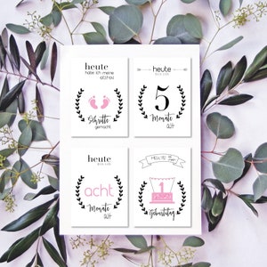 Baby Meilensteinkarten ROSA | hallo Baby Mint | Exklusiv Schwangerschaft, Geschenk Schwangerschaft, Geschenkbox, Geschenkidee zur Geburt