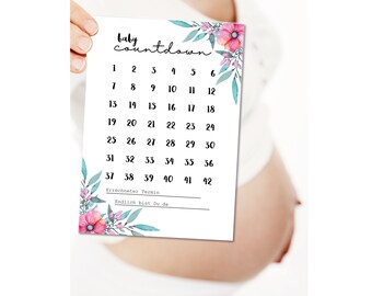 Baby Countdown | Schwangerschaft FLOWER BABY A5 - Tagebuch - floral