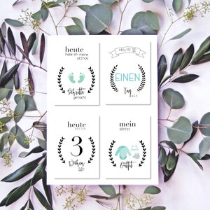 Baby Meilensteinkarten | hallo Baby Mint | Schwangerschaft, Geschenk Schwangerschaft, Geschenkbox, Geschenkidee zur Geburt