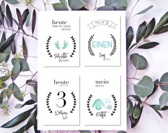 Baby Meilensteinkarten | hallo Baby Mint | Schwangerschaft, Geschenk Schwangerschaft, Geschenkbox, Geschenkidee zur Geburt