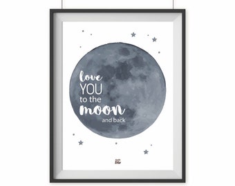 A3 Artprint / Poster Love You To The Moon And Back