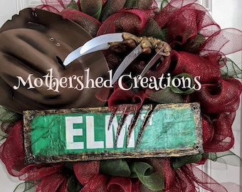Freddy Krueger Wreath, Nightmare on Elm Street. Handmade and made to order. custom