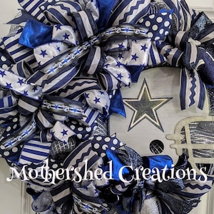 Football Themed Wreath  Game Day Ready  Custom Deco Mesh Football Wreath. Football Fans. Game Day. Football Decor NFL Wreaths NFL Fans
