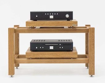 Hi-Fi Rack en madera roble con puntas de acero de carbono Mueble HI-FI