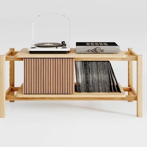 Vinyl record cabinet, record hi fi audio rack, turntable and amplifier stand, TV cabinet