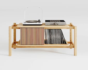 Vinyl record cabinet, record hi fi audio rack, turntable and amplifier stand, TV cabinet