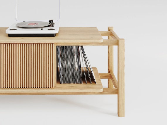 ThreeHio Grand meuble de rangement pour disques vinyles avec