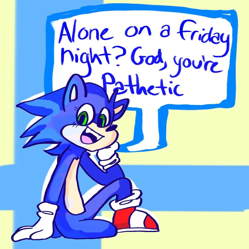 Alone on a Friday night sonic print Etsy