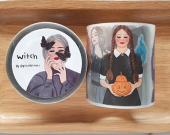 Witch PET Tape Piscoletters Witch | Sample Loop 70 cm with 14 Girl Designs
