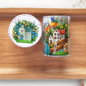 Boshuis PET-tape Huizen Bloemen Bloemenhuis | Voorbeeldlus 100 cm dagboekplannertape