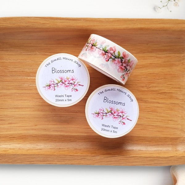 Washi Tape Blossoms, Kirschblüten Sakura Rosa, ganze Rolle 20mm x 10m, TheSmallHoursShop tape