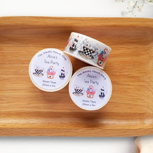 Washi tape Alice's Tea Party, theekopje muffin pot rand Alice in Wonderland, hele rol 20 mm x 5 m, TheSmallHoursShop tape