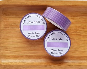 Washi tape Motif à carreaux lavande, motif quadrillé, damier lavande ton sur ton, rouleau entier 15 mm x 10 m, ruban TheSmallHoursShop