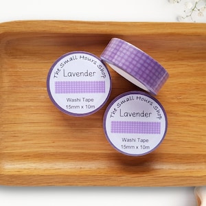 Washi tape Motif à carreaux lavande, motif quadrillé, damier lavande ton sur ton, rouleau entier 15 mm x 10 m, ruban TheSmallHoursShop