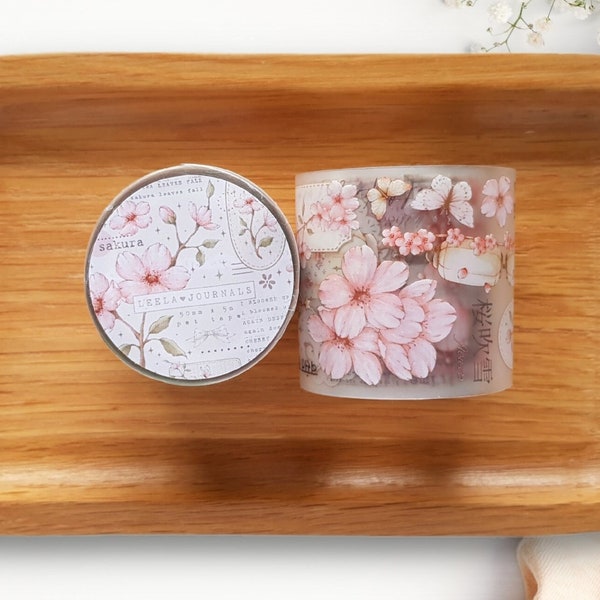 Sakura PET-tape | Monsterlus 100 cm met delicate kersenbloesemontwerpen Leelajournals tape