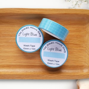 Washi Tape Lichtblauw Geruit Patroon, Rasterpatroon, Geruit Lichtblauw Wit, Volledige rol 15 mm x 10 m, TheSmallHoursShop tape