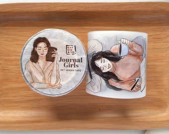 Journal Girls PET Tape Tagebuch | Sample Loop 100cm mit 18 Mädchen Designs, katkreates Tape