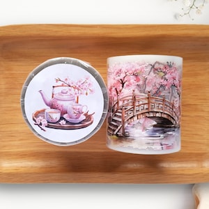 Nastro PET con motivo a fiori di ciliegio Sakura | Sample Loop 100 cm con fiori di ciliegio e motivi di bambine, nastro TheSmallHoursShop