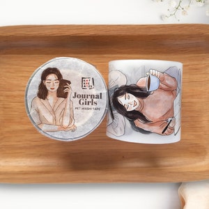 Diario con nastro adesivo PET Journal Girls | Esempio di anello 100 cm con 18 disegni di ragazze, katkreates Tape