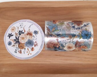 Dusty Blue & Cinnamon PET Tape Flowers | Sample loop 100 cm