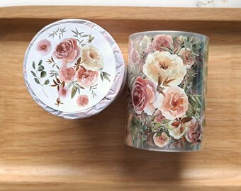 Fall Flowers PET Tape flowers pink peach | Sample loop 100 cm