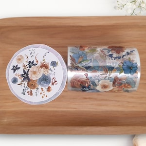 Fiori in nastro PET blu polvere e cannella | Anello campione 100 cm