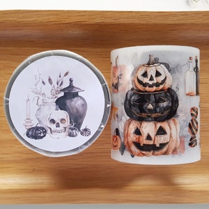 Halloween - PET-tape, Sample Loop 100 cm, eng-mooie motieven voor Art Journal Collage Planner BuJo Scrapbooking, TheSmallHoursShop tape