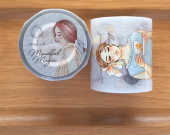 Mindful Magic PET Tape JournalPagina's x Windry R | Voorbeeldlus 100 cm met meisjes en slow living spreuken