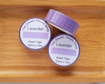 Washi Tape Lavande à carreaux motif quadrillé lavande blanc à carreaux rouleau complet 15 mm x 10 m TheSmallHoursShop